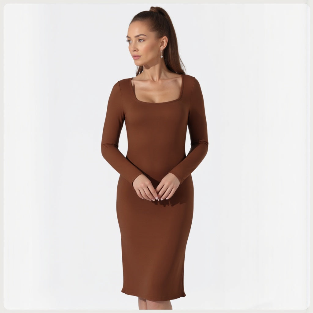 A simple, stylish solid color dress for effortless elegance